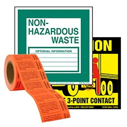 3-Point Contact Label, Non-Hazardous Waste Label, and Hazardous Materials Tabs