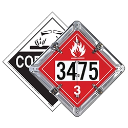 Class 8 Corrosive Placard and Class 3 Flammable Liquid UN 3475 Placard