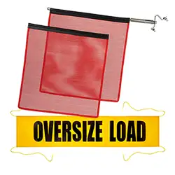 Red mesh warning flag and oversize load banner