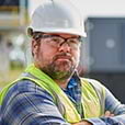 Man wearing personal protective equipment