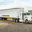 parked student driver semi truck