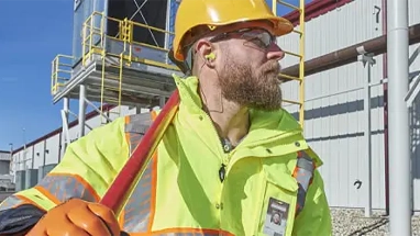 Man wearing personal protective equipment