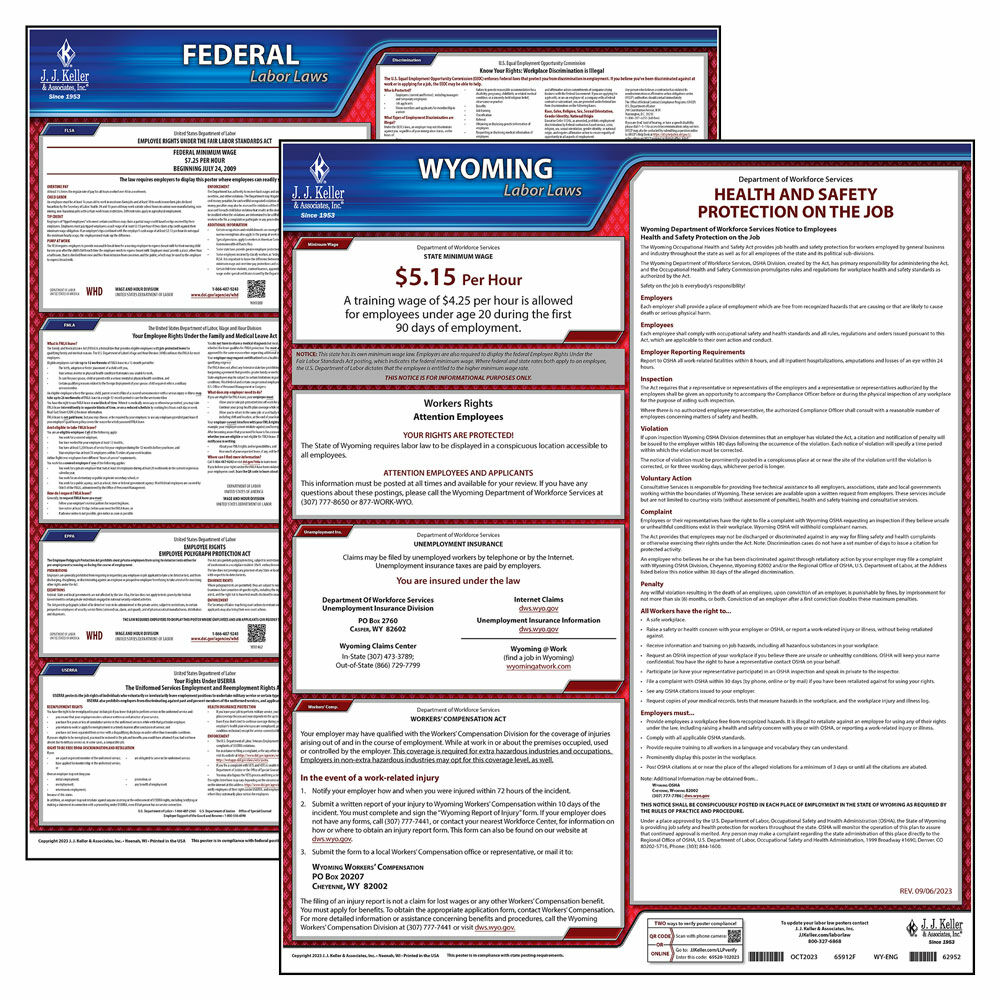 2020 Wyoming State /& Federal Labor Law Posters for Workplace Compliance