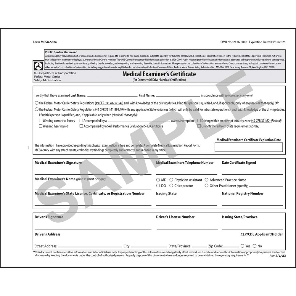 medical examination certificate - small