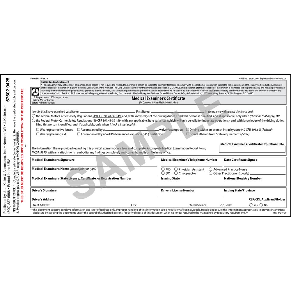 Medical Examination Certificate