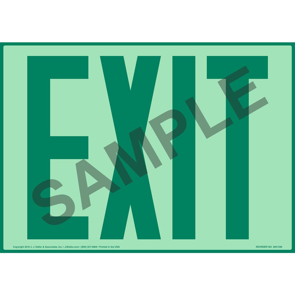 LFI Lights - UL Certified - Photoluminescent Exit Sign - Red Letters