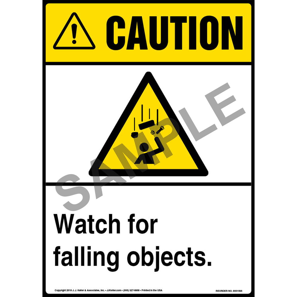 Warning beware falling debris safety sign 