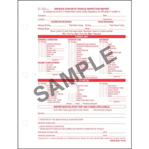 Driver's Concrete Vehicle Inspection Report - Stock, Snap-Out, 2-Ply, Carbonless, 8-1/2" W x 6-1/2" L Main Image