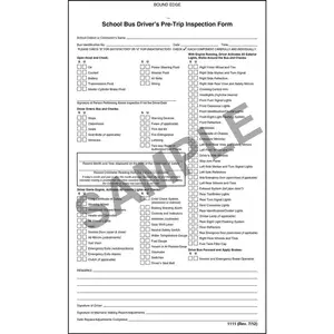 Illinois School Bus Driver's Pre-Trip Inspection Form - Stock, with Carbon, 2-Ply, 5-1/2" W x 9-1/4" L Main Image