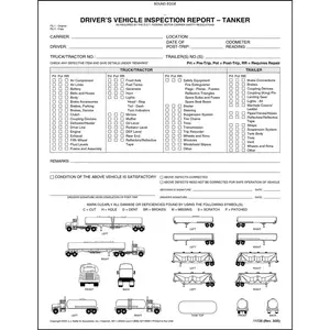 Detailed Driver's Vehicle Inspection Report w/Illustrations (Tanker) - Stock, Book Format, 2-Ply, Carbonless, 8-1/2" W x 11" L Main Image
