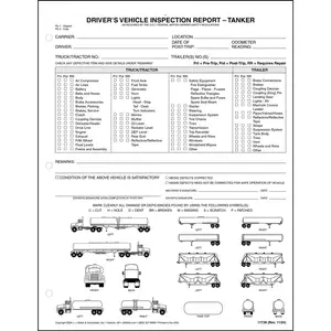 Detailed Driver's Vehicle Inspection Report w/Illustrations (Tanker) - Stock, Snap-Out, 2-Ply, Carbonless, 8-1/2" W x 11" L Main Image