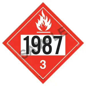 1987 Placard - Class 3 Flammable Liquid - 20 mil Polystyrene, Unlaminated Main Image