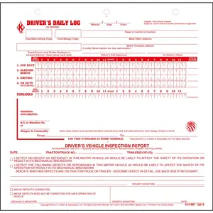 Mid-Size Daily Log w/Simplified DVIR - Loose-Leaf, 2-Ply, Carbonless, 8-1/2" W x 8-7/8" L, 31 per pack Main Image