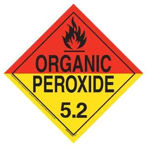 Division 5.2 Organic Peroxide Placard - Worded - 4 mil Vinyl, Removable Adhesive Main Image