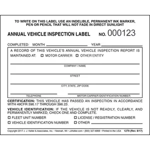 Annual Vehicle Inspection Label - Vinyl w/ Mylar Laminate Main Image