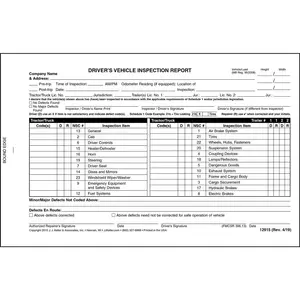 Canadian Driver's Vehicle Inspection Report - Stock, Book Format, 2-Ply, Carbonless, 5-1/2" W x 8-1/2" L Main Image