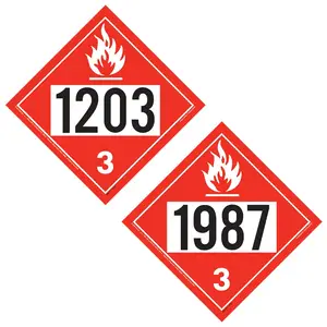 1203/1987 Placard - Class 3 Flammable Liquid - 20 mil Polystyrene, Unlaminated Main Image