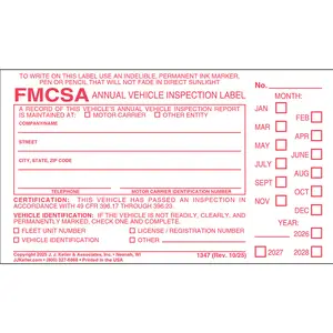Annual Vehicle Inspection Label - Vinyl w/ Punch Boxes Main Image