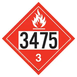 3475 Placard - Class 3 Flammable Liquid - 20 mil Polystyrene, Unlaminated Main Image