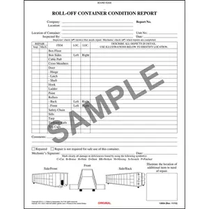 Roll-off Container Condition Report - Stock, Book Format, 2-Ply, Carbonless, 8-1/2" W x 11" L Main Image