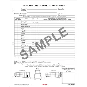 Roll-off Container Condition Report - Stock, Snap-Out, 2-Ply, Carbonless, 8-1/2" W x 11" L Main Image
