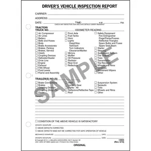 Detailed Driver's Vehicle Inspection Report - Personalized, Side-Stub Snap-Out, 2-Ply, Carbonless, 8-1/2" W x 6-1/2" L Main Image