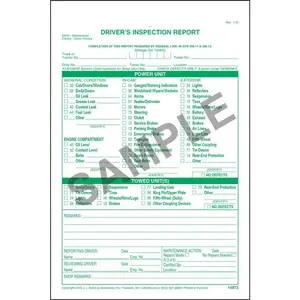 Detailed Driver's Vehicle Inspection Report - Personalized, Snap-Out, 3-Ply, Carbon Interleaf, Green Ink, 5-2/3" W x 8-1/2" L Main Image