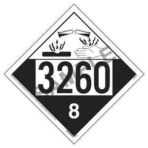 3260 Placard - Class 8 Corrosive - 4 mil Vinyl, Removable Adhesive Main Image