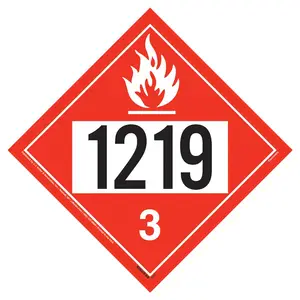 1219 Placard - Class 3 Flammable Liquid - 4 mil Vinyl, Removable Adhesive Main Image