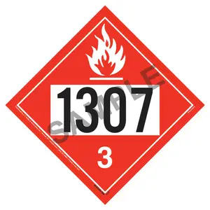 1307 Placard - Class 3 Flammable Liquid - 4 mil Vinyl, Removable Adhesive Main Image