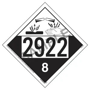 2922 Placard - Class 8 Corrosive - 4 mil Vinyl, Removable Adhesive Main Image