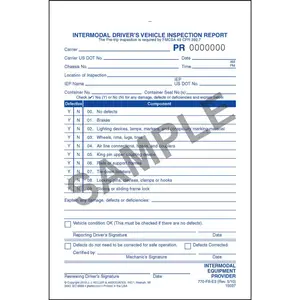 Intermodal Driver's Chassis Inspection Report, Pre-Trip - Stock, Snap-Out, 3-Ply, Carbonless, 5-2/3" W x 8-1/2" L Main Image
