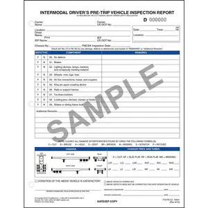 Intermodal Driver's Inspection Report w/Illustrations, Pre-Trip - Stock, Snap-Out, 3-Ply, Carbonless, 8-1/2" W x 11" L Main Image
