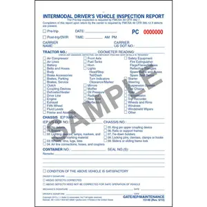 Intermodal Driver's Vehicle Inspection Report, Pre-Trip - Stock, Snap-Out, 2-Ply, Carbonless, 5-2/3" W x 8-1/2" L Main Image