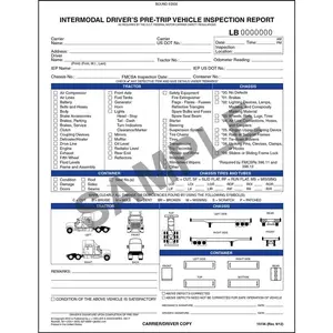 Intermodal DVIR w/ Illustrations, Pre-Trip - Book Format, 2-Ply, Carbonless, 8-1/2" W x 11" L, 31 per pack Main Image
