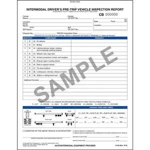 Intermodal Driver's Inspection Report w/Illustrations, Pre-Trip - Stock, Book Format, 2-Ply, Carbonless, 8-1/2" W x 11" L Main Image