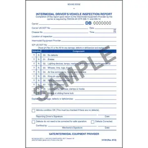 Intermodal Driver's Vehicle Inspection Report - Stock, Book Format, 2-Ply, Carbonless, 5-1/2" W x 8-1/2" L Main Image
