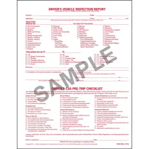 Detailed Driver's Vehicle Inspection Report (DVIR) with CSA Checklist - Pad Format, Red Ink, 8-1/2" W x 11" L Main Image