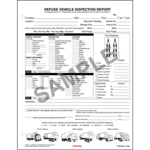 Refuse Truck Driver's Vehicle Inspection Report - Personalized, Snap-Out, 2-Ply, Carbonless, 8-1/2" W x 11" L Main Image