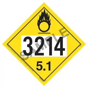 3214 Placard - Division 5.1 Oxidizer - 176 lb Polycoated Tagboard Main Image