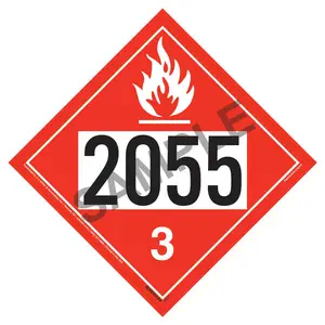 2055 Placard - Class 3 Flammable Liquid - 176 lb Polycoated Tagboard Main Image
