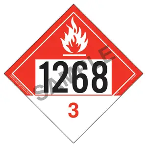 1268 Placard - Class 3 Combustible Liquid - 176 lb Polycoated Tagboard Main Image