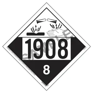 1908 Placard - Class 8 Corrosive - 4 mil Vinyl, Permanent Adhesive Main Image