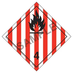 International Dangerous Goods Placard - Class 4 Flammable Solid Tagboard - 176 lb Polycoated Tagboard Main Image