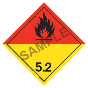 International Division 5.2 Organic Peroxide Placard, Wordless - 176 lb Polycoated Tagboard Main Image
