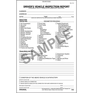 Detailed Driver's Vehicle Inspection Report - Stock, Book Format, 3-Ply, Carbonless, 5-1/2" W x 8-1/2" L Main Image