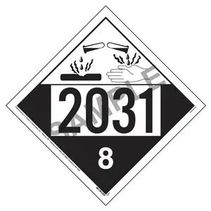 2031 Placard - Class 8 Corrosive - 4 mil Vinyl, Removable Adhesive Main Image