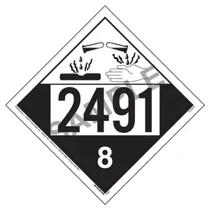 2491 Placard - Class 8 Corrosive - 4 mil Vinyl, Removable Adhesive Main Image