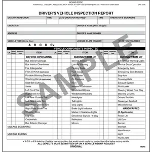 New Jersey Bus Driver Vehicle Inspection Report - Stock, Book Format, Carbonless, 2-Ply, 8-1/4" W x 8-1/2" L Main Image