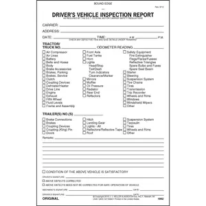 Detailed Driver's Vehicle Inspection Report - Personalized, Book Format, 3-Ply, Carbonless, 5-1/2" W x 8-1/2" L Main Image